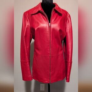 Danier Cherry Red Leather Jacket for Women